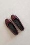 Lily Women's Bow Detail Wrinkled Leather Ballerinas Burgundy - 2