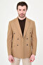 Straight Slim Fit Wide Collar Double Breasted Metal Buttoned Men's Jacket Camel - 41496.26Y - 5