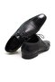 Black Color Lace-Up Genuine Leather Men's Shoes - 2