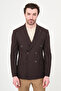 Straight Slim Fit Wide Collar Double Breasted Metal Buttoned Men's Jacket Brown - 41496.26Y