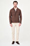 Straight Slim Fit Shirt with Collar Buttons Men's Coat Brown - 39669.26Y - 3