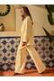 Hakim Lapel Collar Single Button Oversize Yellow Women's Suit Jacket and Trousers Set - 6