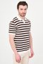 Striped Slim Fit Lapel Collar Men's Knitwear T-Shirt Ecru-Brown - 11591.26Y - 3