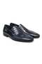 Dark Blue Color Laceless Genuine Leather Men's Shoes