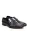 Dark Blue Color Laceless Genuine Leather Men's Shoes