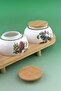 Garden Birds 3-Piece Porcelain Spice Rack with Bamboo Stand - 3