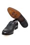 Black Color Laceless Genuine Leather Leather Sole Men's Shoes - 3