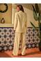 Hakim Lapel Collar Single Button Oversize Yellow Women's Suit Jacket and Trousers Set - 7