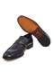 Dark Blue Color Laceless Genuine Leather Leather Sole Men's Shoes - 3