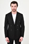 Straight Slim Fit Wide Collar Double Breasted Metal Buttoned Men's Jacket Black - 41496.26Y - 5
