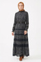 Levidor Belt and Bead Detail Ethnic Patterned Dress 330341 Black - 2