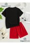 One Cat Two Paws Printed T-Shirt Shorts Summer Children's Set - 2