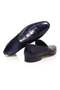 Dark Blue Color Laceless Genuine Leather Leather Sole Men's Shoes - 2