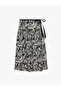 Viscose Salda Fabric Waist-Slit Floral Midi Flared Skirt with Bow - 4