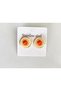 Steel Earrings Gold Colored Orange and Cream Detailed Round 316 L Steel Earrings