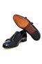 Dark Blue Color Laceless Genuine Leather Leather Sole Men's Shoes - 3