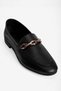 Women's Genuine Leather Ballerinas with Metal Accessory Detail Loafer Felina Black - 5