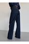 Women's Stoned Wide Leg Jean High Waist Wide Leg Denim Trousers Navy Blue - 8