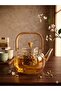 Glass Teapot with Bamboo Handle, Heat Resistant, with Removable Glass Strainer (1000 ml)