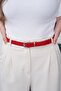 Women's Basic Red Silver Buckle Belt Trouser Belt Dress Belt Shirt Belt Jacket Belt - 2