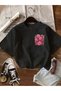 Unisex Flower Printed Oversize Crew Neck T-Shirt - 3