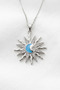 Sun Moon and Star Model Blue Zircon Stone Stainless Steel Silver Color Women's Necklace - 3