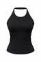 2081 Women's Halter Neck Backless Tank Top Blouse Black