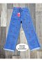 Girl's Wide-Leg Comfortable/Loose-Fit Embroidery Cherry Appliqué Detailed Jean Denim Trousers - 4