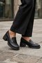 Black Printed Floter Genuine Leather Women's Heeled Loafer Shoes Women's Casual Loafer Shoes - 4