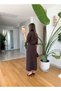 Women's Brown Ruffle Detailed Slit Tencel Dress - 4