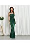 Women's Strapless Draped Glitter Fabric Evening Dress & Wedding & Graduation Dress - 3
