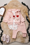 1031 Embroidered 100% Cotton Baby Girl 3-Piece Set 3-6-9 Months Compact Combed Cotton