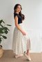 Women's Polka Dot Dress – Padded Shoulder Midi Dress with Chiffon Skirt - 3