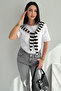 Women's White T-Shirt – Stylish Basic T-Shirt with Scarf Detail - 4