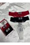 Stone Logo Detail Lace Women's Kilot 3-Piece Set Black White Red - 5