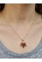 Sycamore Leaf Necklace Steel Leaf Necklace with Zircon Stones