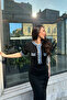 Women's Black Stylish Jean Detailed Buttoned Long Dress (S/M) - 2