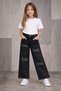 26904-26 Girl's Denim Trousers with Love Embroidery Detail, Straight Leg, Comfortable Fit, Casual Jeans