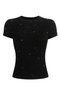 Cris Black Cyrstal Detail Slim Fit Glitter Short Sleeve Full Length Crew Neck Blouse - 3