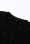 Cris Black Cyrstal Detail Slim Fit Glitter Short Sleeve Full Length Crew Neck Blouse - 5