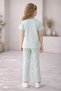 100% Cotton Printed T-Shirt and Ribbed Leggings Two-Piece Summer Set for Girls - 4