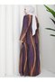 Plus Size Covered Dress with Stone Detail and Patterned Design - 5