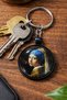 Vermeer Girl with Pearl Earring Figured Metal Keychain Unisex Art Themed