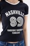 Crep Women's Nashville 89 Text Printed Crop T-Shirt Crew Neck Short Sleeve – Slim Fit 100% Cotton Rib - 6