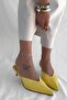 Simple Yellow Patent Leather Mini Heel Women's Slippers
