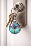Unisex Metal Keychain with Colorful Tree Pattern Round Design