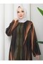 Plus Size Covered Dress with Stone Detail and Patterned Design - 2