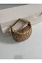 Half Moon Shape Shoulder Bag with Staple Detail - 3