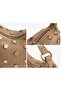 Half Moon Shape Shoulder Bag with Staple Detail - 6