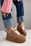 Jenga Biscuit Color Suede Lace-Up Women's Sneakers - 4
